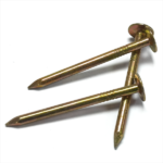 Galvanized Yellow Colored zinc plating large flat head, smooth shank, diamond point iron clout nails BWG11X1-3/4” 3.0X45MM